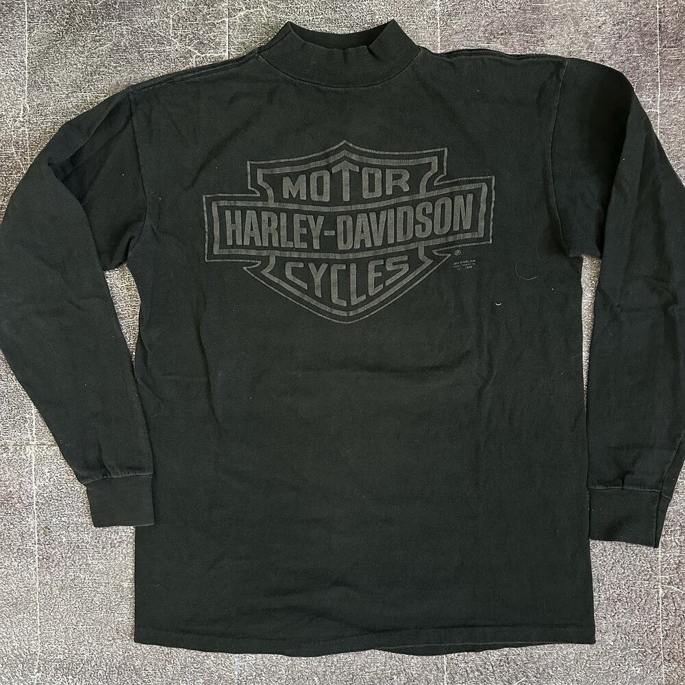 Men's Vintage 90s Harley Davidson Motorcycles 3D Emblem Long Sleeve T Shirt Sz M